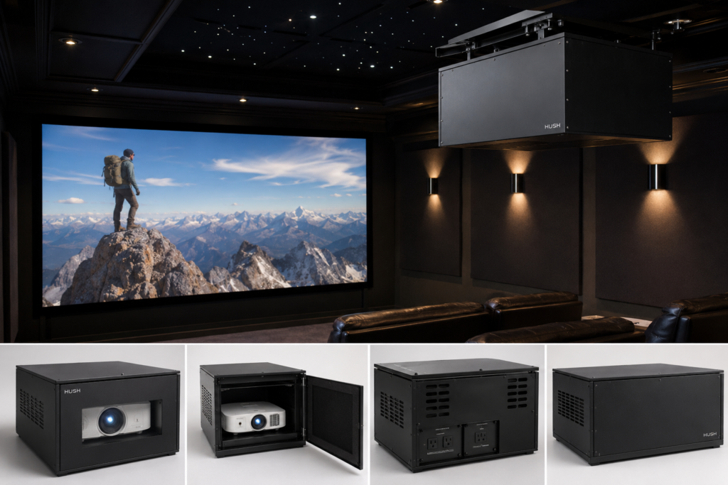 SSI Hush Projector Enclosure installed in a quiet sound-sensitive AV room.